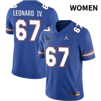 Women's Florida Gators #67 Richie Leonard IV NCAA Jordan Brand Royal NIL 2022 Authentic Stitched College Football Jersey DAE2662BV